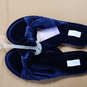 Stars Above Gracie Velvet Knotted Slide Slippers Women’s Sz MULTI SIZE Navy Blue